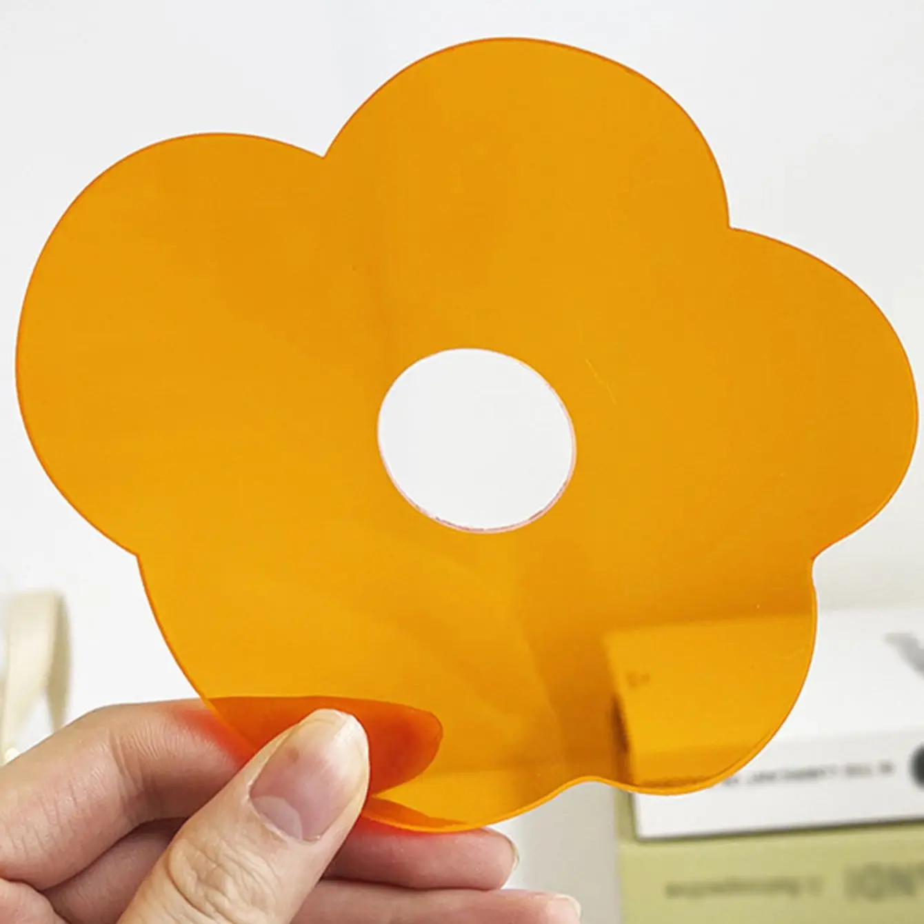 1pc-Transparent   Cup Mat Acrylic Flower Shaped Tableware Decor Coaster Table Heat R esistant Mat Practical Placemat