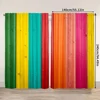 2pcs, spring summer Curtains Red, orange, yellow, green, blue and purple vertical stripes Sheer Curtains Versatile Polyester 3