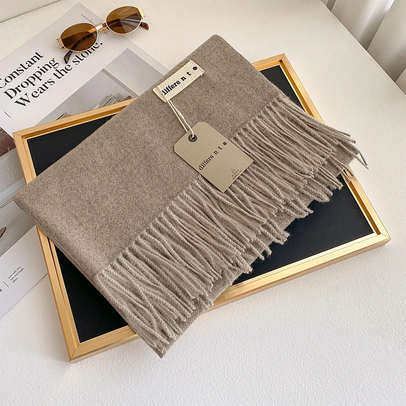 Neue 45 Farbe Winter Schal für Frauen Lange Warme Kaschmir Schals Hijab Solide Dame Schal Wrap Weibliche Pashmina Bandana Kopf Stola – Detail 15