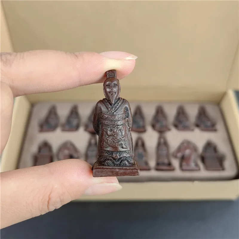 Terra Cotta Warriors Antique Small Chess Pieces Chess Leather Board 27cm (10.63in) Handmade Characters Parent Child Games
