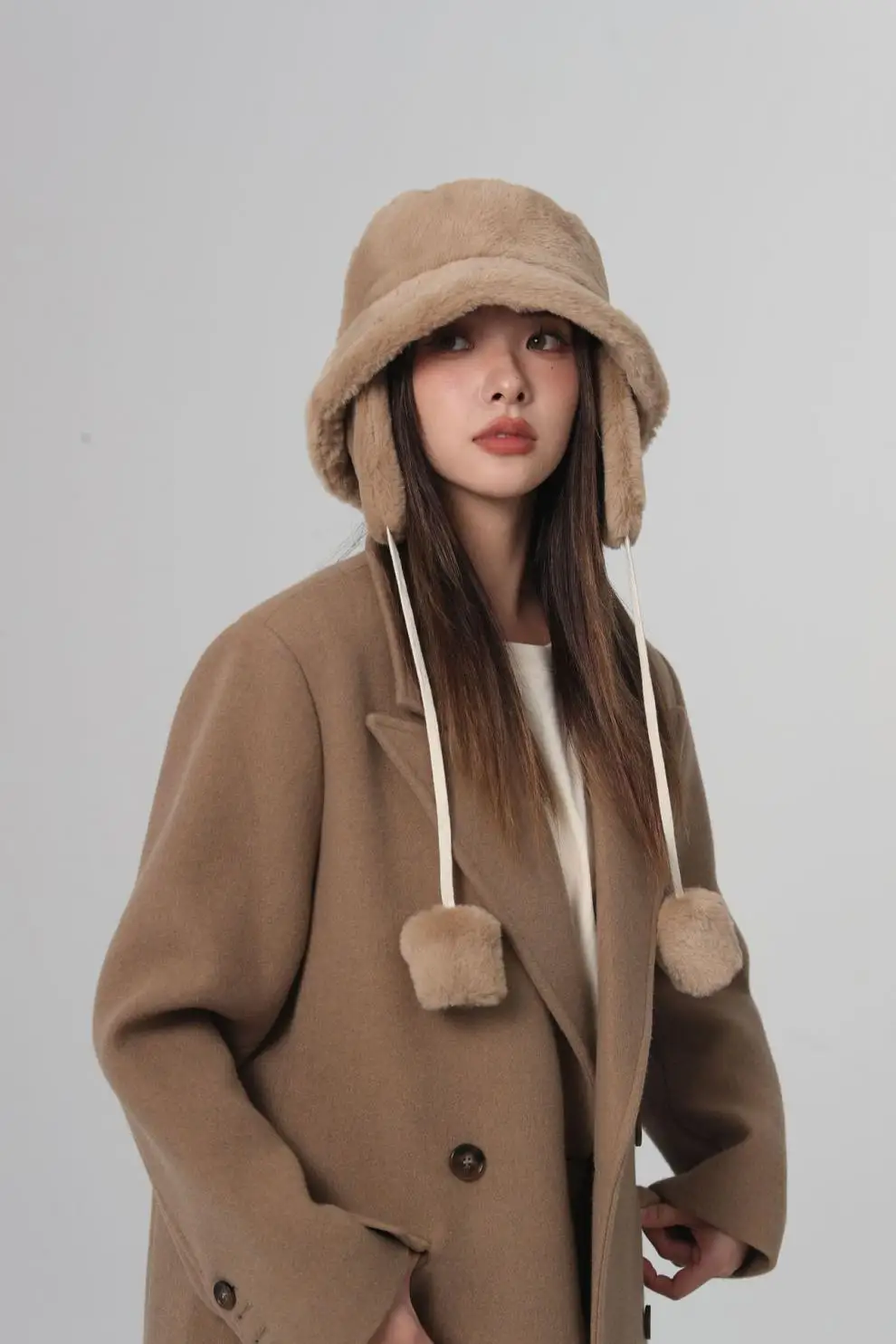Bomber Warm Bucket Hats for Women Golf Hiking Fur Winter Hat Barrel Cotton Fabric Ear Protection Cap_voghion.com
