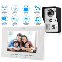 Sonnette vidéo filaire 7 pouces, moniteur intérieur IR-CUT caméra extérieure, interphone visuel, audio bidirectionnel, déverrouillage à distance, visiophone 1