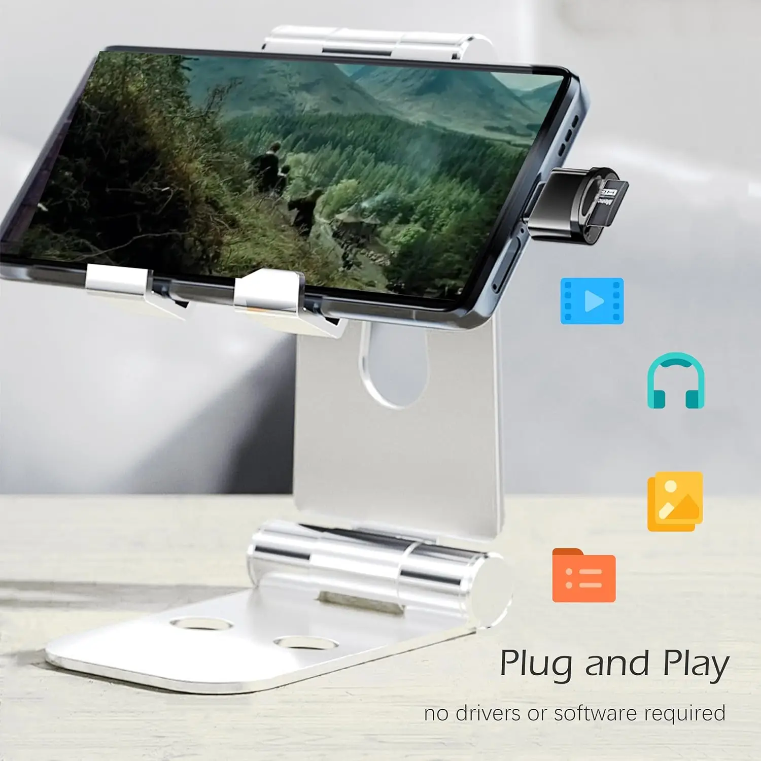 USB C TF Card Reader, USB C to USB A, Portable OTG Card Adapter for 안드로이드 Phone, Camera, Laptop, Metal Type-C Card R