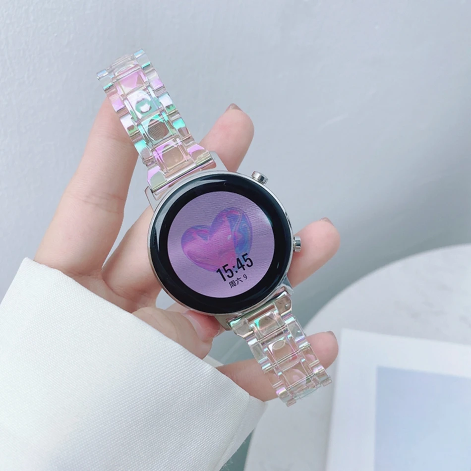 

Band For Samsung Galaxy Watch 4 Classic 5 Pro Active 2/Gear S3 Resin Fluoresce Laser Bracelet Huawei Watch GT2 3 Strap 22mm 20mm