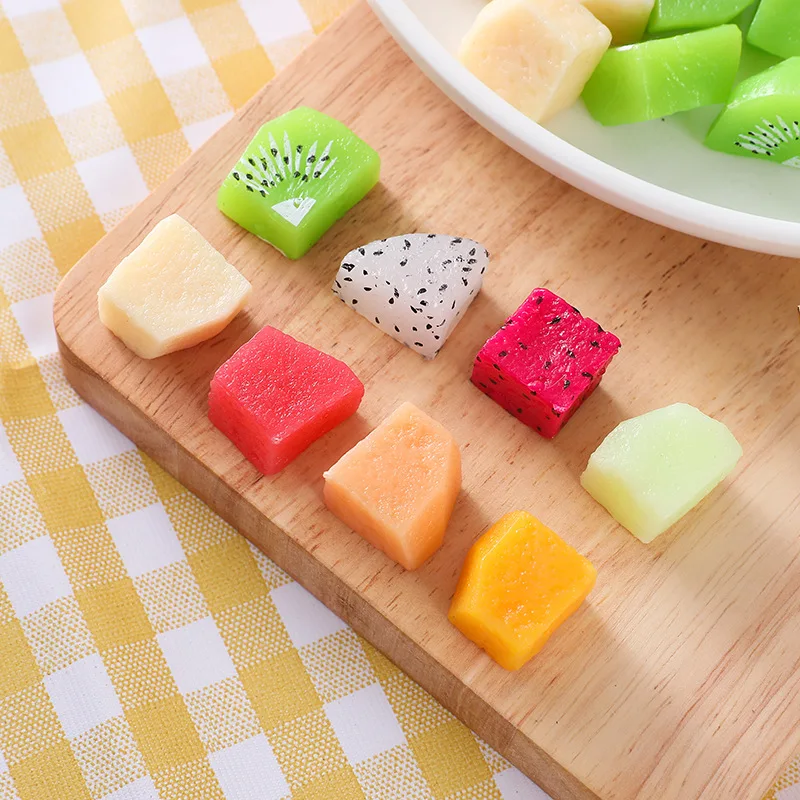 Simulation Fruit Slices Artificial Apple Lemon Mango Watermelon Ice Cubes Yangberry Raspberry Model Fake Shooting Props 10pc/lot
