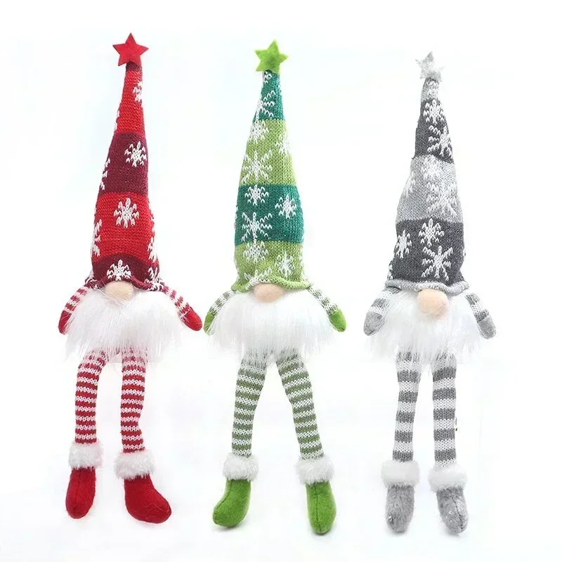 Christmas Faceless Doll Gnome LED Light Plush Knitting Crafts Pendant Decorations for Home Kids Gift