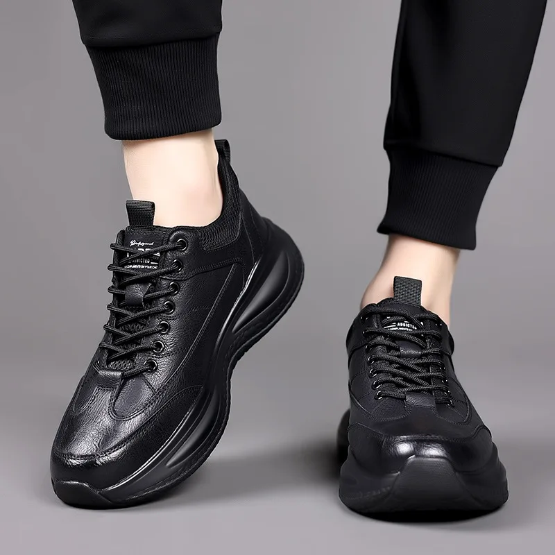 Men's Shoes Spring Autumn New Fashion Men Casual Sports Leather Shoes Casual Fashion Increase Height Shoes Business Casual Shoes 3