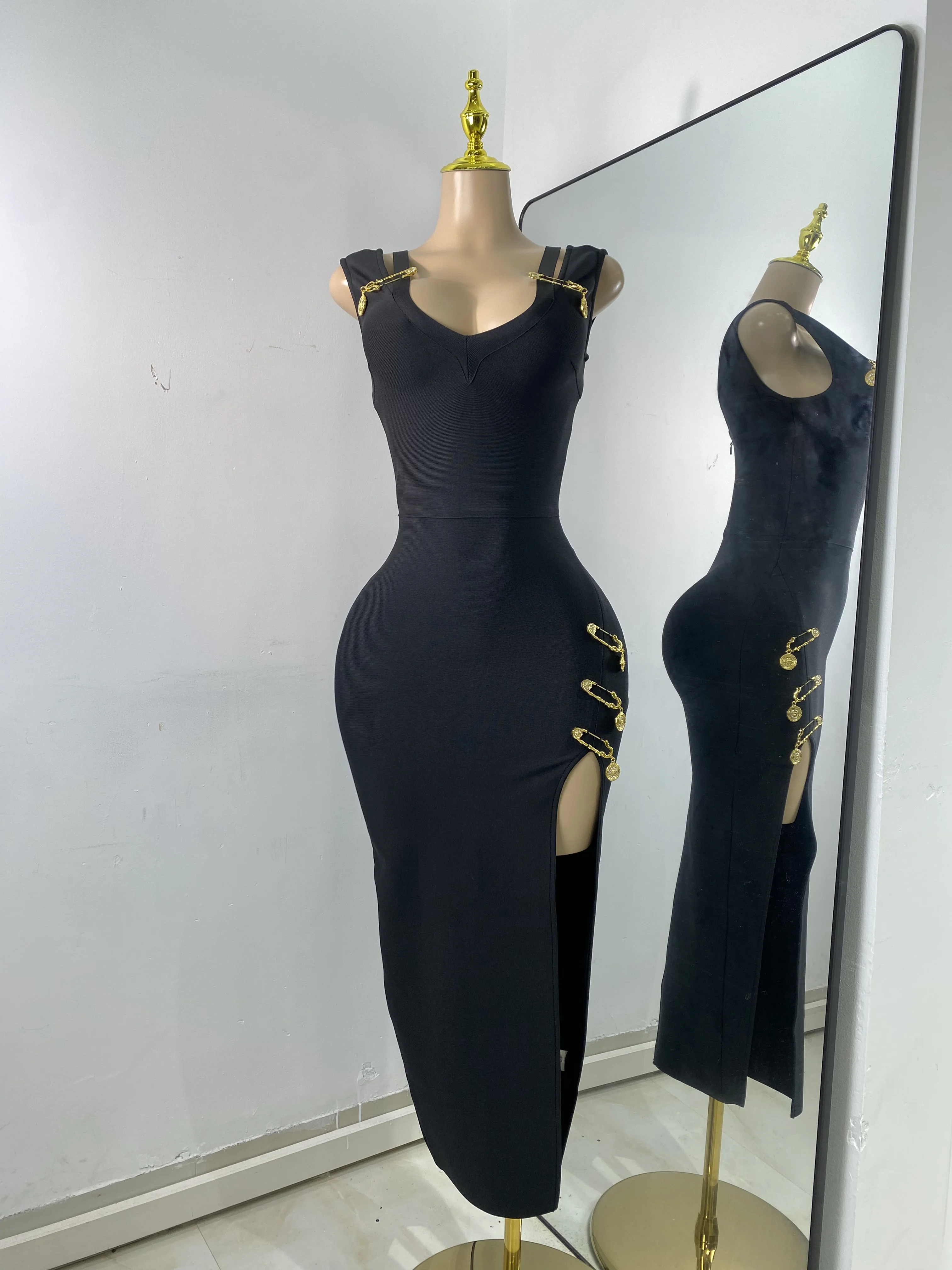strapless open back dress Tracy Studio Black Long Sleeve Stone Embellished Shoulder Dress main image 1