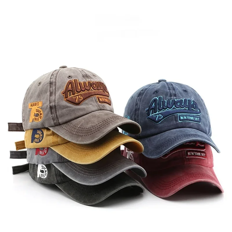 

2023 new comfortable wash to do old letter embroidery cap hipster male personality street female shade baseball cap