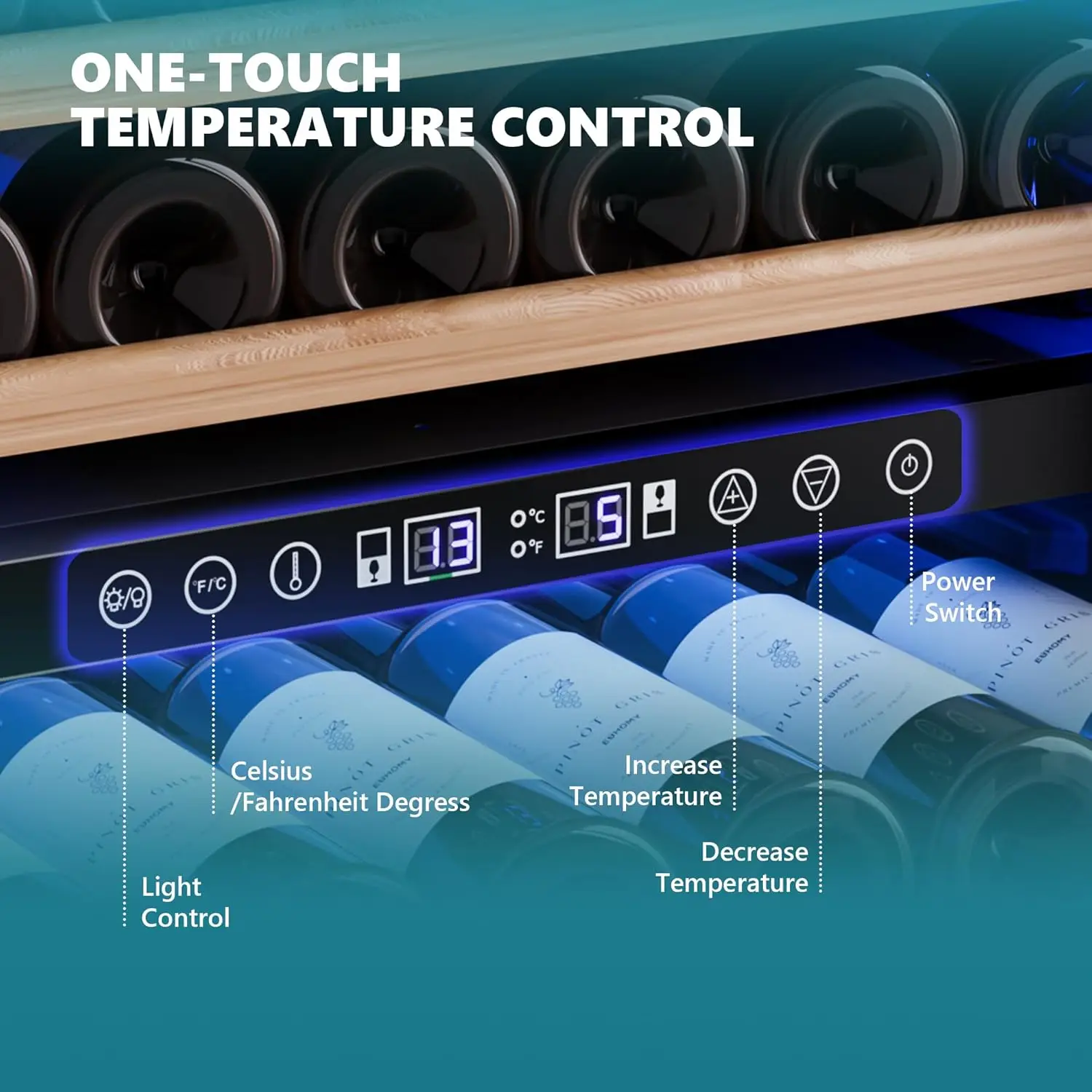 24 Inch Wine Fridge Dual Zone, 154 Bottle Wine Cooler Refrigerator with Glass Door, Powerful Compressor Cooling