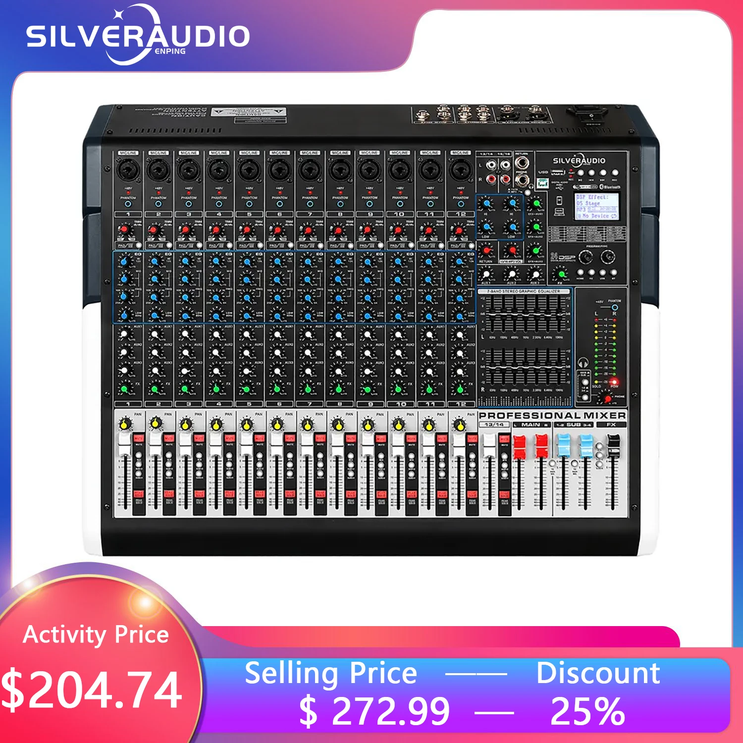 GAX TFS12 New TFX series mixer professional 8 channel stage DJ mixer BT