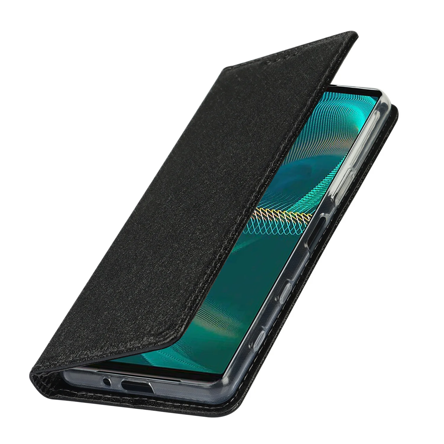Luxurious Silk Style PU Leather Flip Case with Magnetic Closure and Frosted Touch