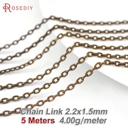 Colorful Copper O Shape Necklace Chain - 5 Meters, 1.5MM (27338 - Antique Bronze)