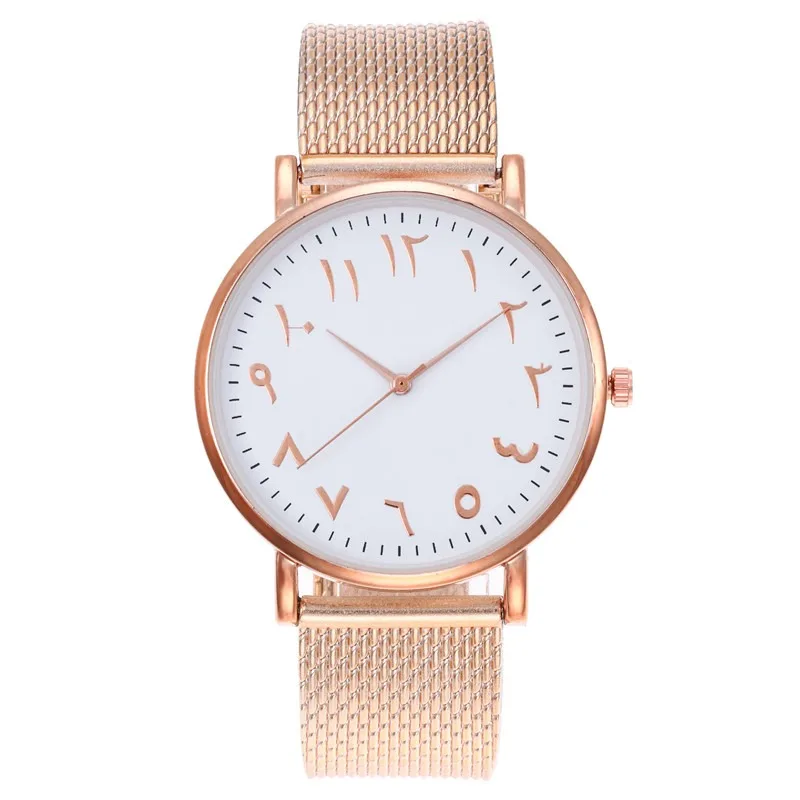 

Women Watch Silver & Rose Gold Mesh Arabic Numbers Watch Fashion Casual Women Quartz Wristwatches Stainless Steel Sale