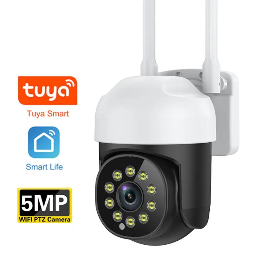 Smart Life Mini Ptz Camera 5Mp Color Night Vision Home Surveillance Cctv Ip Camera Tuya App
