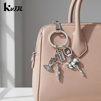 Elegante portachiavi con ciondolo a forma di ballerina, accessorio a tema danza per borse e chiavi