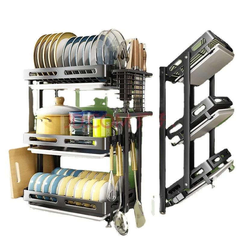 Heavy-Duty, Multi-Function wall mounted dish rack 