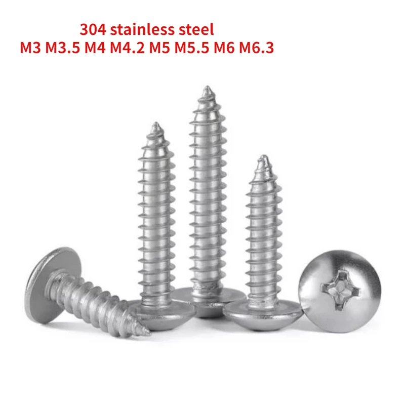 

Самонарезающий винт M3, M3.5, M4, M4.2, M5, M5.5, M6, M6.3, Phillips 304, из нержавеющей стали, с большой плоской головкой, 5-50 шт.