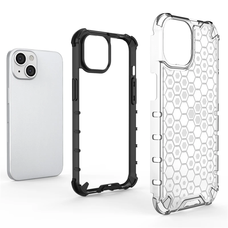 Honeycomb Shockproof Armor Phone Case with Translucent PC Cover