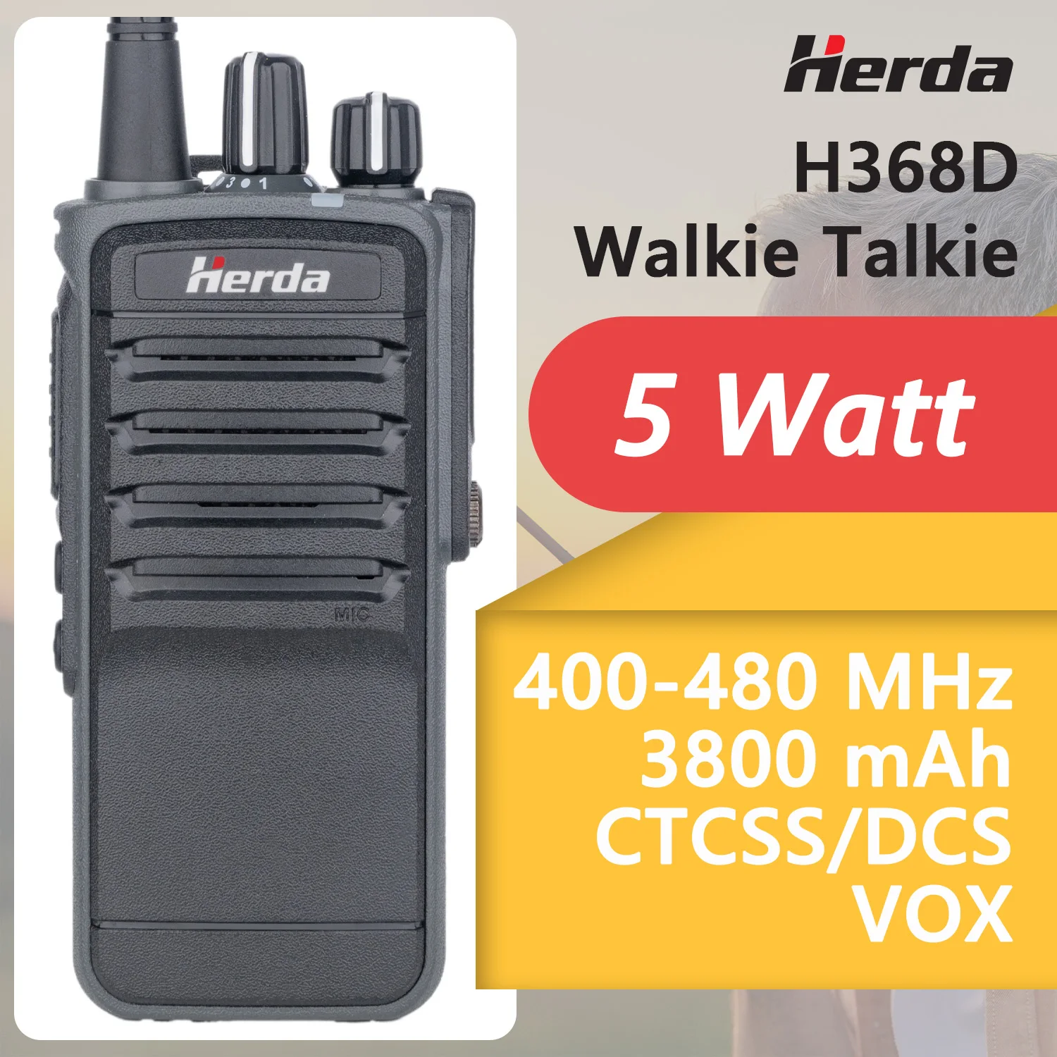 HB4 Bluetooth-Compatible Walkie Talkie with Wireless Earpiece - Herda Radio