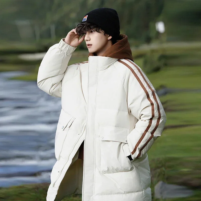 thumbnail image 1 of Chaqueta larga con capucha y cordón para hombre, ropa de diseñador, chaqueta de invierno con relleno de plumón de pato para hombre, abrigo informal para hombre, 1 of 5