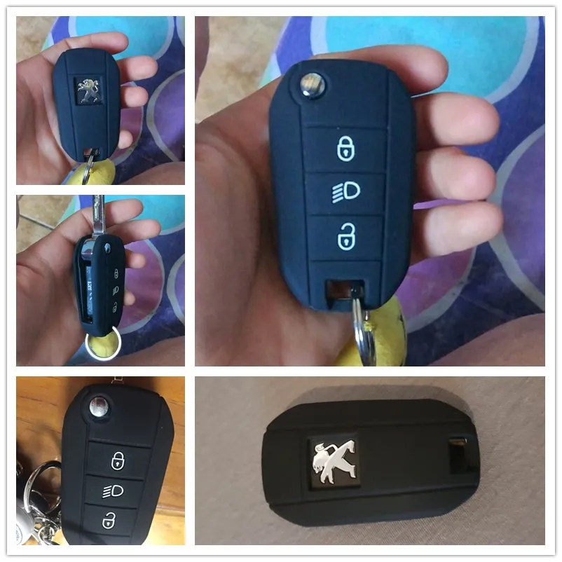 Car Remote Key Fob Shell Cover Case 3 Button Silicone Skin Holder For Peugeot 3008 208 308 508 408 2008 307 4008