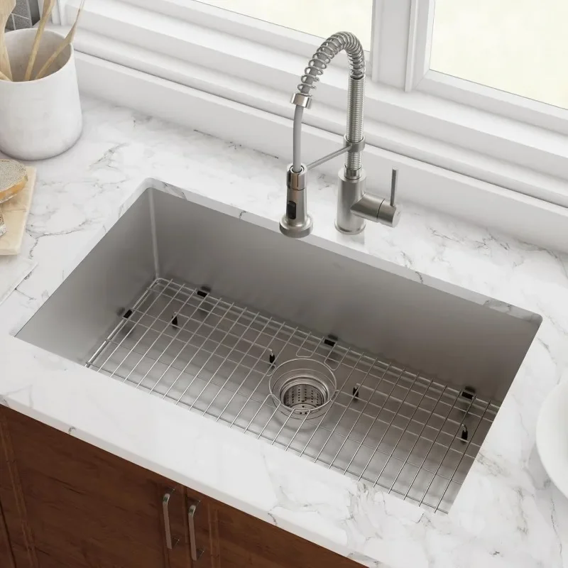 28-inch 16 Gauge Undermount Single Bowl Stainless Steel Kitchen Sink, KHU100-28 2