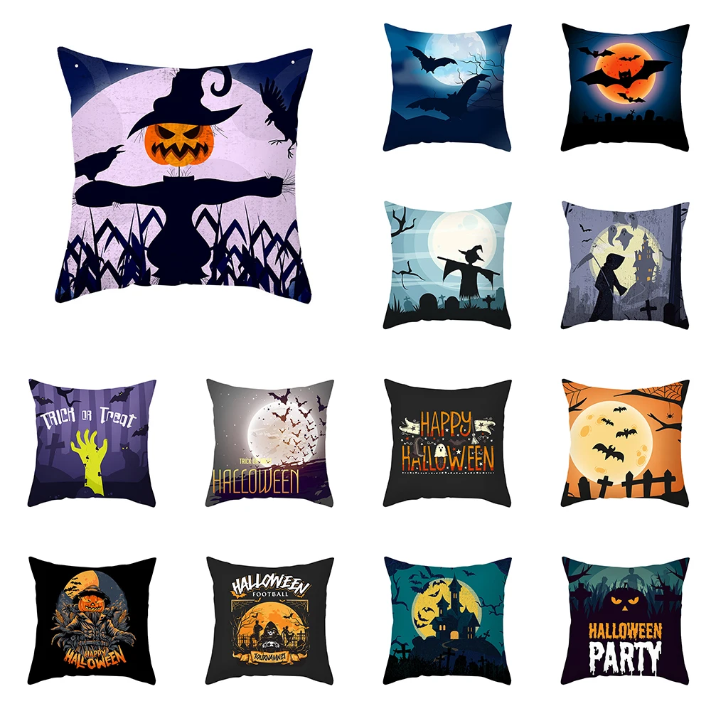 

Наволочка для подушки на тему Хэллоуина с изображением страшной тыквы мрачного Жнеца, украшение для дома, гостиной, дивана, квадратная подушка
