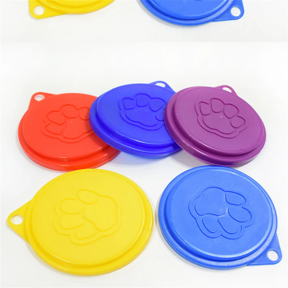 2/3/4PCS Sealed Fresh-keeping Cover Rreusable 13g Dog Accessories Cat Dog Bowl With Lids Lovely Animal Paw Print Design Portable