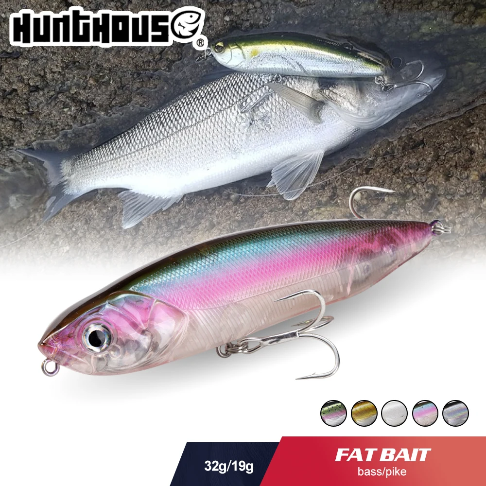 

Hunthouse Topwater Pencil Fishing Hard Lure 100mm/19g 120mm/32g Surface Floating Stickbait Wobbler For Bass Bluefish Perch