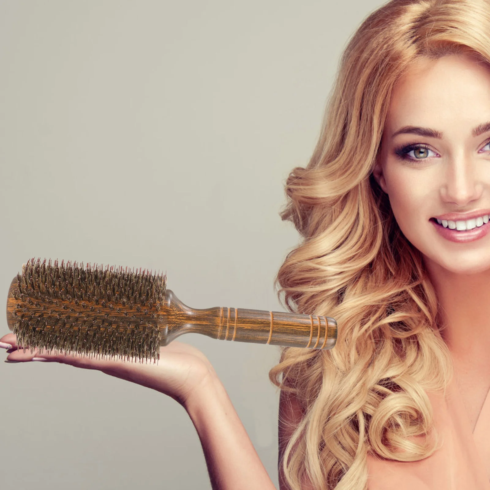 Pig Bristle Curling Comb Hair Brushes for Curly Round Styling Blow Drying Detangling Thick