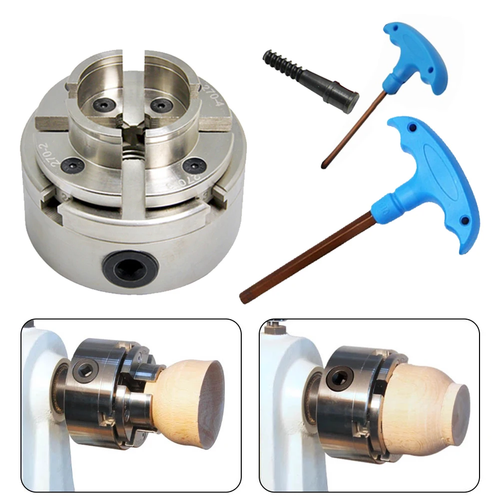 

Scroll Chuck 4-Jaw Self-Centering Wood Lathe Chuck Set With 1Inch X 8TPI Thread For General Lathe Grinder Milling Machine