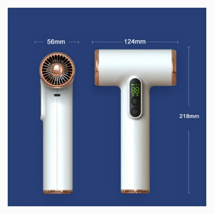 Wireless Hair Dryer USB Cordless Portable Travel Rechargeable 3 Gears Strong Wind Low Noise Lcd