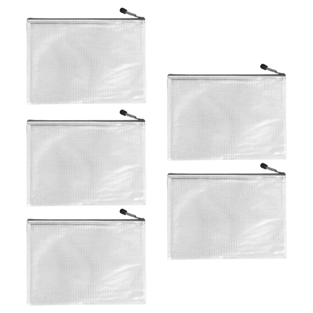

5Pcs File Bag Fashionable Fine Workmanship Zipper Closure for School Document Bag Document Pocket
