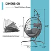 Indoor Outdoor Egg Swing Chair with Stand, Oversized Cocoon-Shaped Rope Woven Hanging Chair W/Cushion, Safety Strap 3