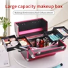 Makeup Train Case Pro Adjustable 4 Sliding Trays Cosmetic Case Storage Organizer Box Lockable Compartments 1