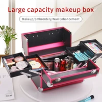 Makeup Train Case Pro Adjustable 4 Sliding Trays Cosmetic Case Storage Organizer Box Lockable Compartments 1