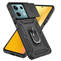 Shockproof Armor Case with Magnetic Holder Ring - Redmi Note12S 4G (Black)