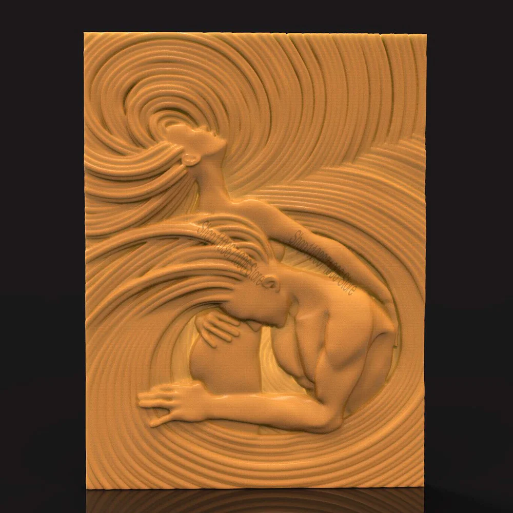 STL 3D Model MAN&WOMAN IN WAVE for CNC Router Engraver Carving Aspire Artcam