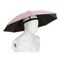 Foldable Windproof Umbrella Hat - Portable Outdoor Sunshade & Rain Gear (Pink)