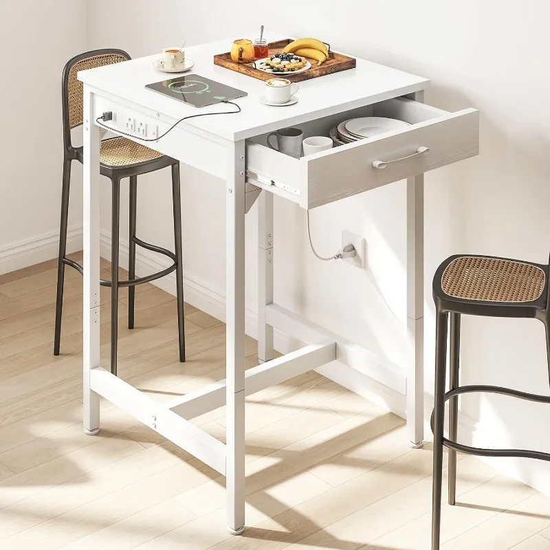 24 Inch Bar Table with Power Outlets, Bar Height Table with Storage, Counter Height Bar Table, High Top Kitchen & Dining 5