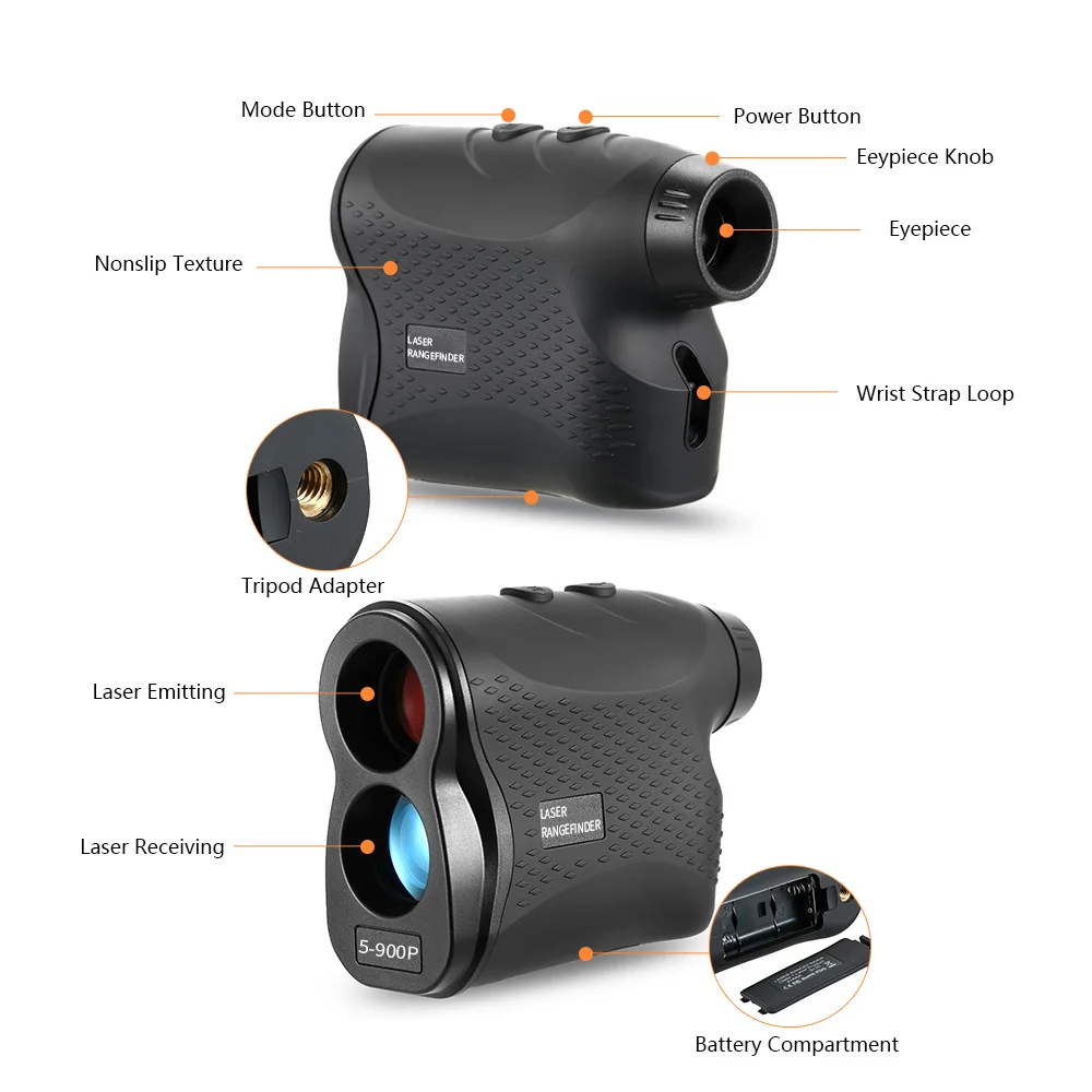 Golf Laser Rangefinder 500M 600M 900M Monocular Telescope with Flag-Lock Slope Pin Distance Meter For Hunting