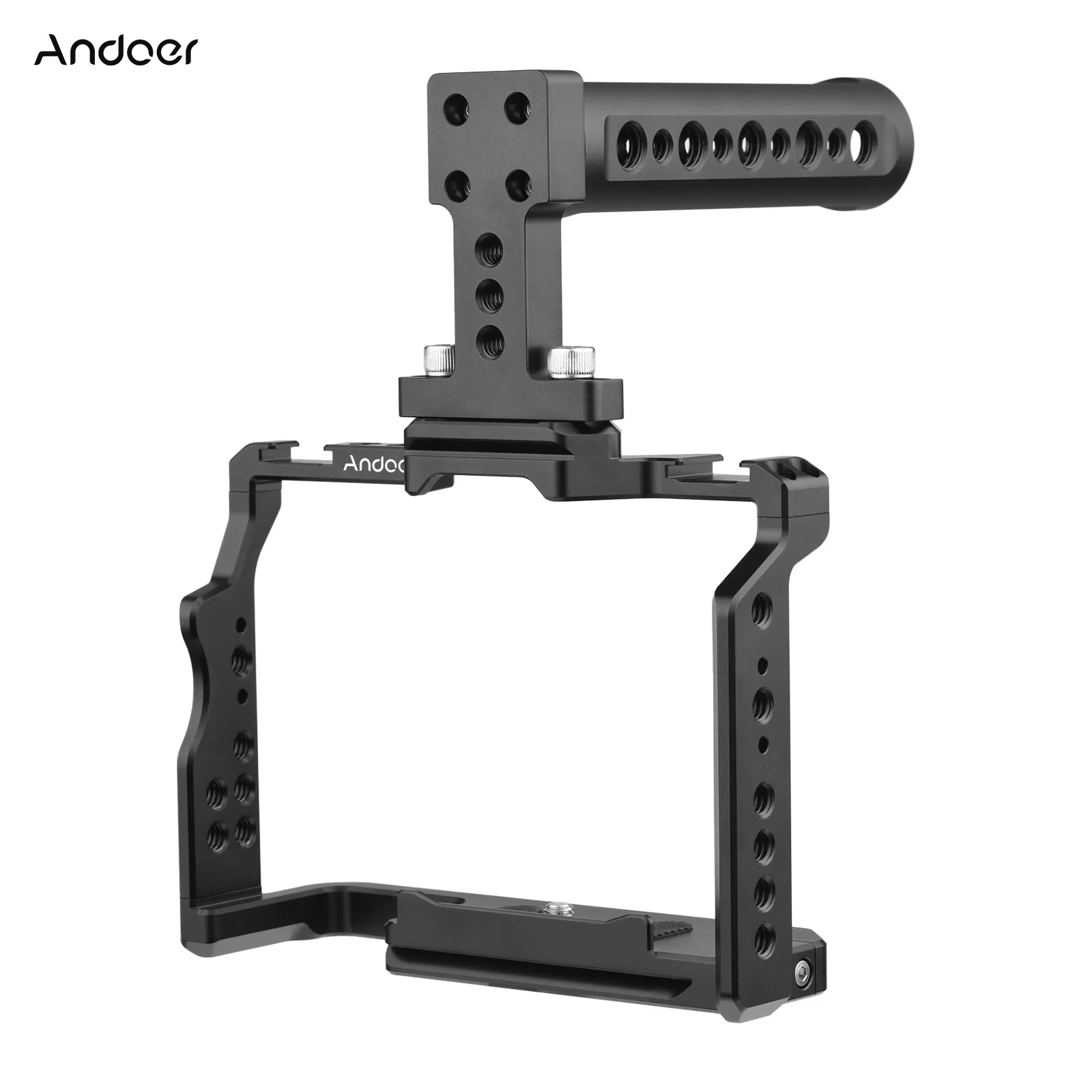 Andoer Camera Video Cage + Top Handle with Dual Cold Shoe Mounts 1/4 Threads for Sony A7IV