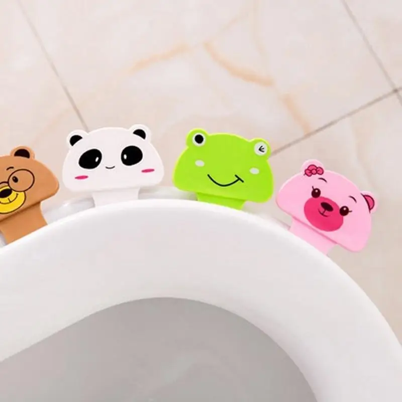 Creative Cartoon Toilet Lid Holder Convenient Home Toilet Lid Release Handle Non Dirty Hand Plastic Cartoon Toilet Lid Holder