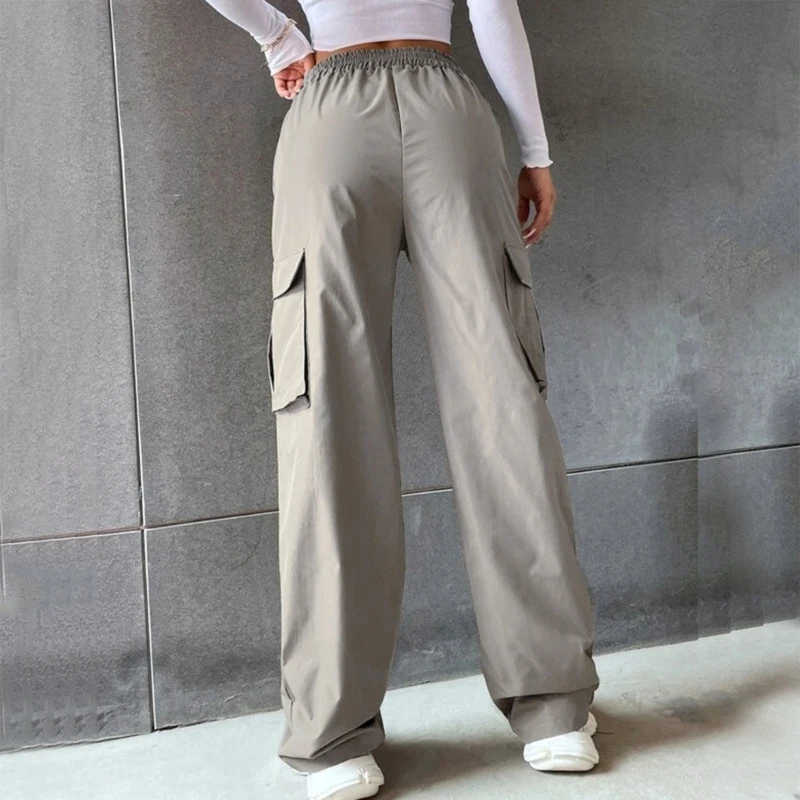 

Womens Baggy Pants Cargo Trousers Y2k Cotton Casual High Waist Parachute Pants drop shipping