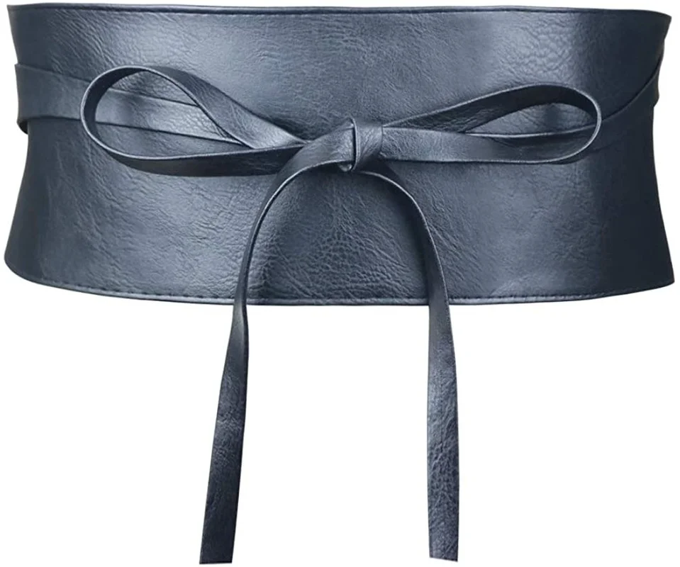 

Fashion Obi Belt Womens Faux Leather Wide Cinch Belt Waistband Lace Up Wrap Around Obi Bowknot Waist Cinch Belt for Dress