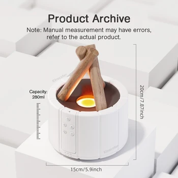 KINSCOTER Simulated Flame Aroma Diffuser Bonfire Air Humidifier Ultrasonic Cool Mist Maker Fogger LED Essential Oil Lamp Difusor 4