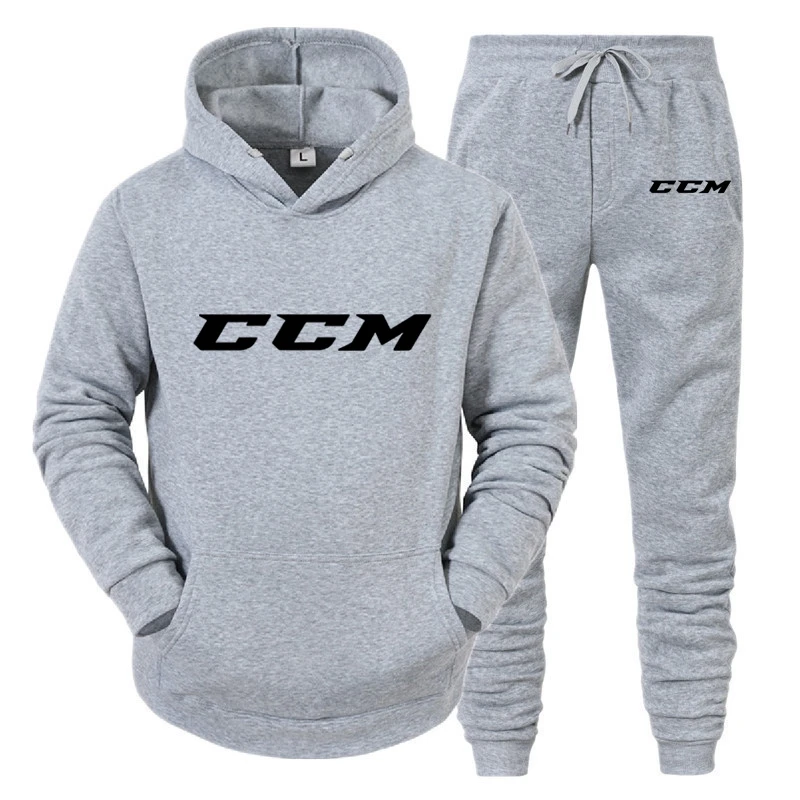 CCM Man Sets Hat Running Hoodie Sweatpants Men's Set 2PK Autumn Winter clothing Casual Woolen Hoodie suit Sportswear men sets 2