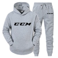 CCM Man Sets Hat Running Hoodie Sweatpants Men's Set 2PK Autumn Winter clothing Casual Woolen Hoodie suit Sportswear men sets 2