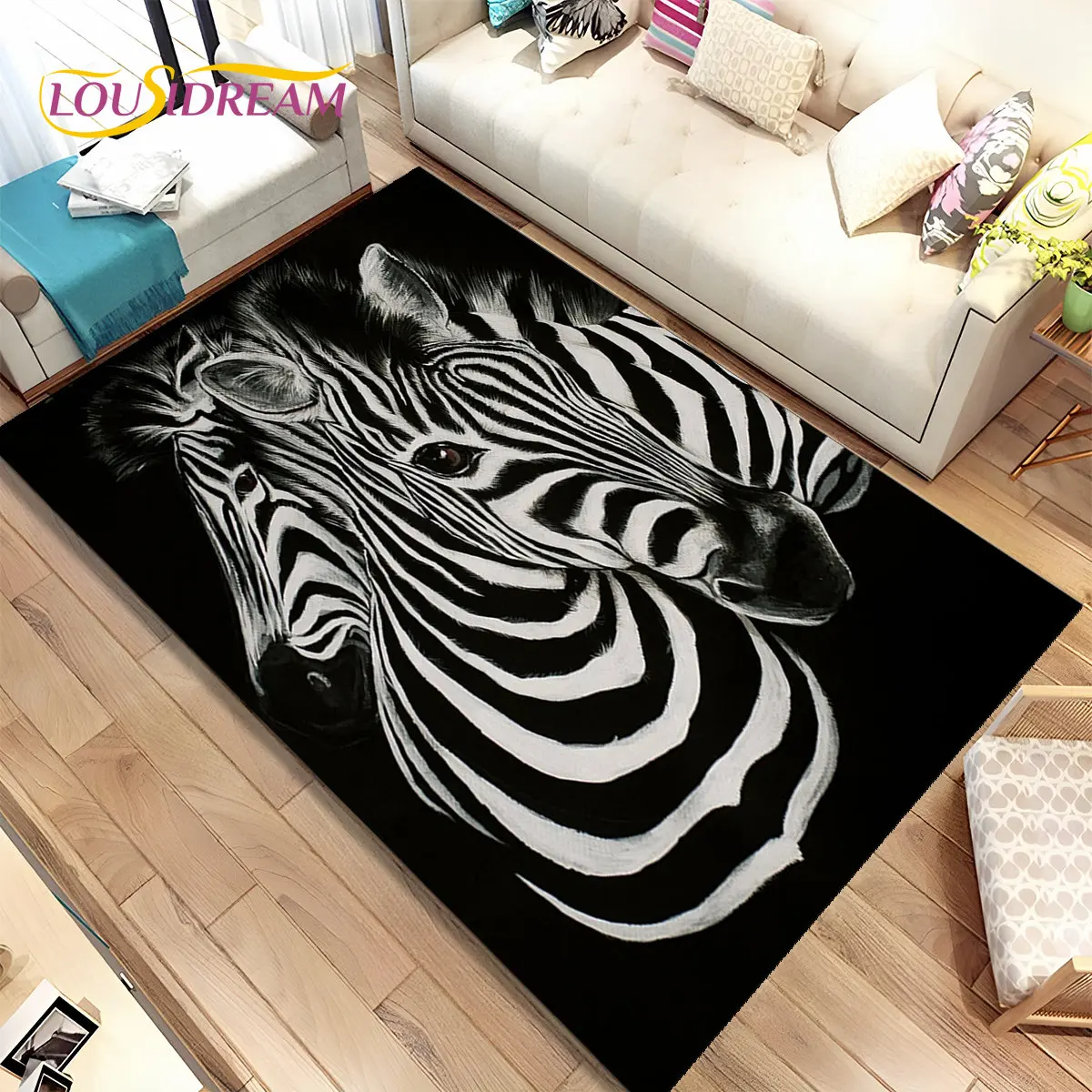

Zebra Wild Animal Area Rug Large,Carpet Rug for Living Room Bedroom Kitchen Doormat Decoration,Children Play Non-slip Floor Mat